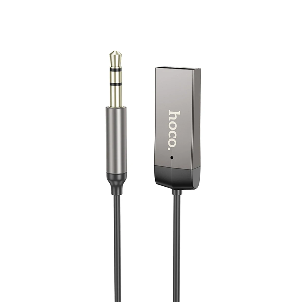 Hoco. E78 Tak Çalıştır BT Alıcılı 3.5mm Esnek Aux Kablo - Gri