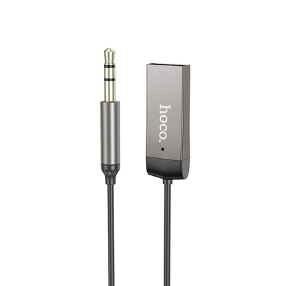 Hoco. E78 Tak Çalıştır BT Alıcılı 3.5mm Esnek Aux Kablo - Gri