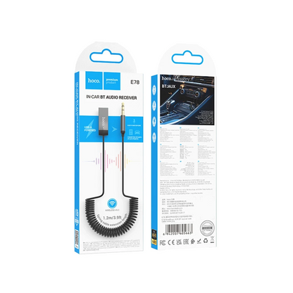 Hoco. E78 Tak Çalıştır BT Alıcılı 3.5mm Esnek Aux Kablo - Gri
