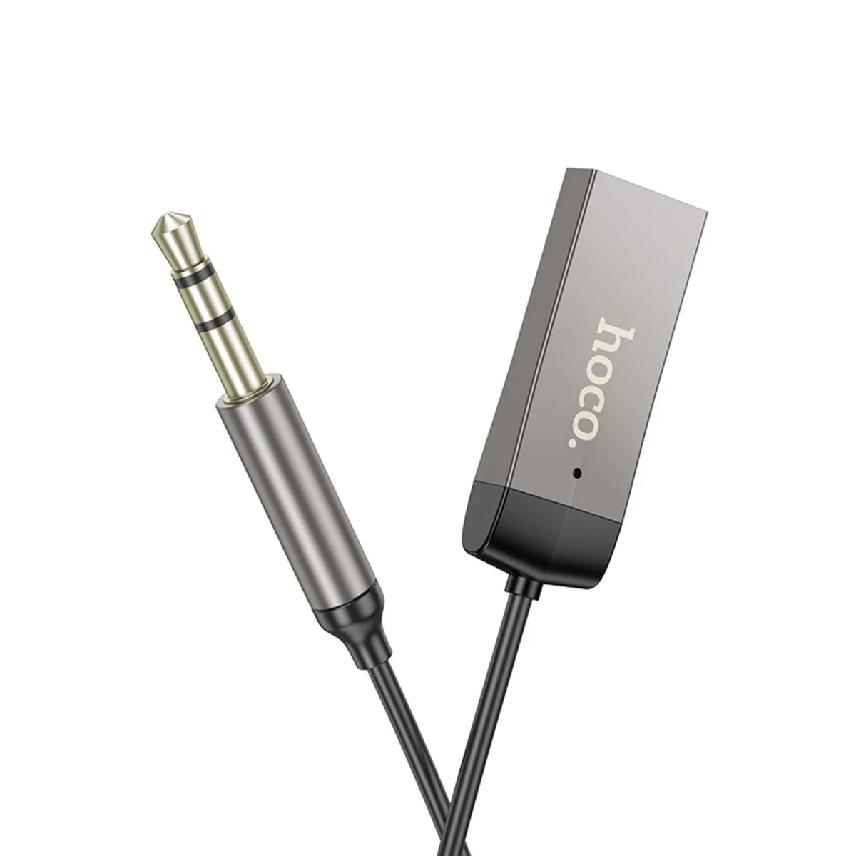 Hoco. E78 Tak Çalıştır BT Alıcılı 3.5mm Esnek Aux Kablo - Gri