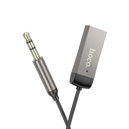 Hoco. E78 Tak Çalıştır BT Alıcılı 3.5mm Esnek Aux Kablo - Gri
