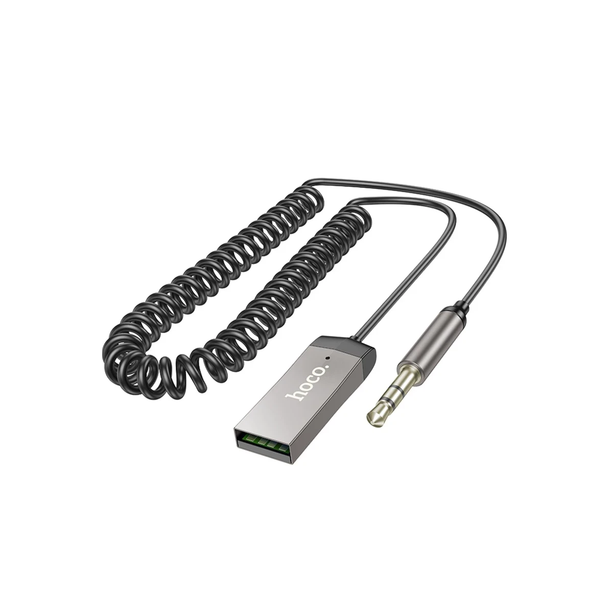 Hoco. E78 Tak Çalıştır BT Alıcılı 3.5mm Esnek Aux Kablo - Gri