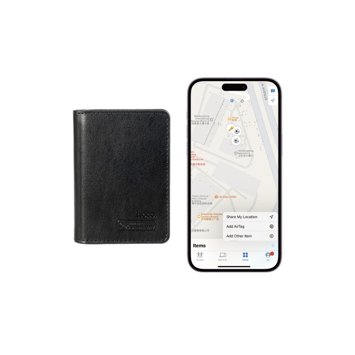 Hoco. E91F Tiger Smart Apple Find My Özellikli Kablosuz Şarj Destekli Magsafe Kartlık