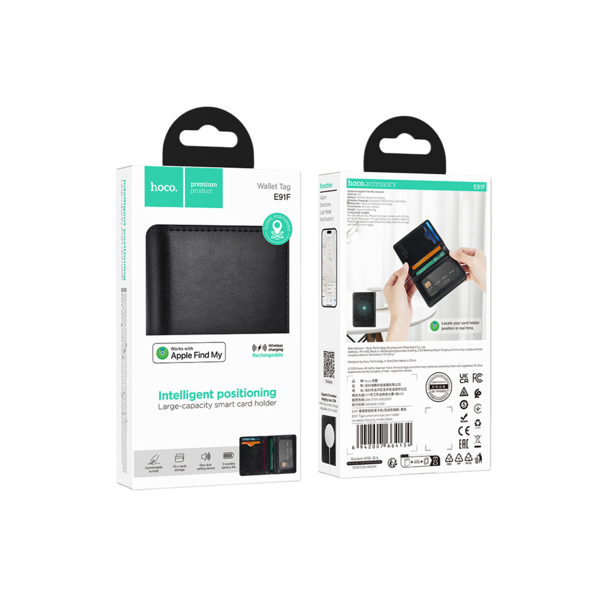 Hoco. E91F Tiger Smart Apple Find My Özellikli Kablosuz Şarj Destekli Magsafe Kartlık