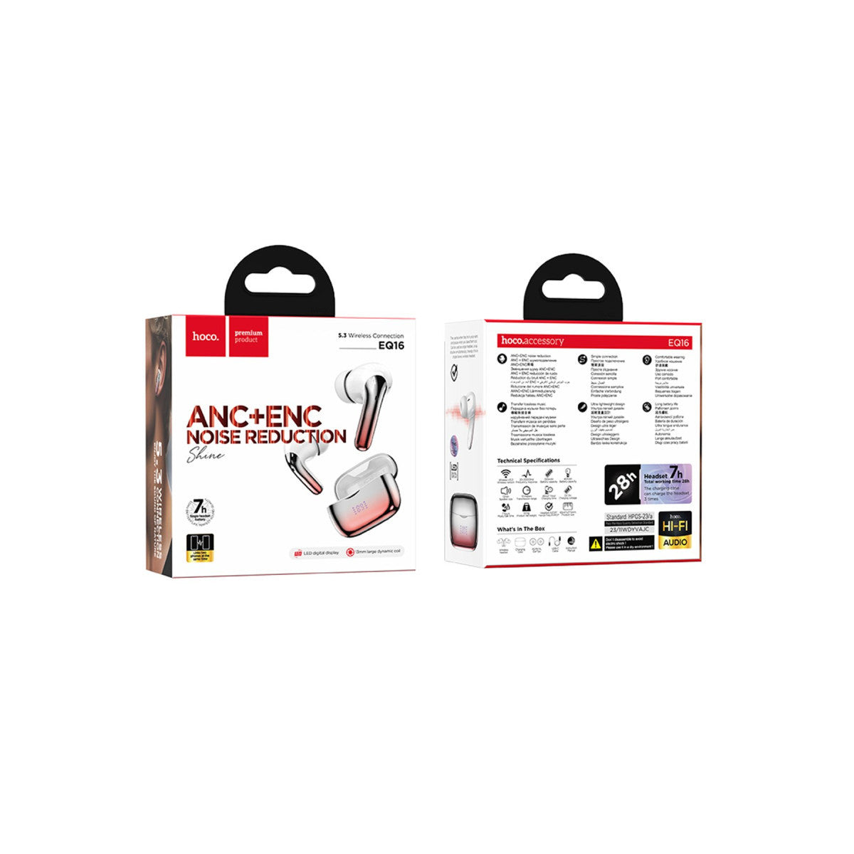 Hoco. EQ16 Aktif Gürültü Engelleyici Özellikli Bluetooth 5.3 Kablosuz TWS Airpods Kulaklık