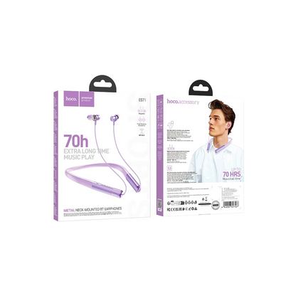 Hoco. ES71 Platinum BT 5.3  Boyun Askı Özellikli Kablosuz Bluetooth Kulaklık - Mor