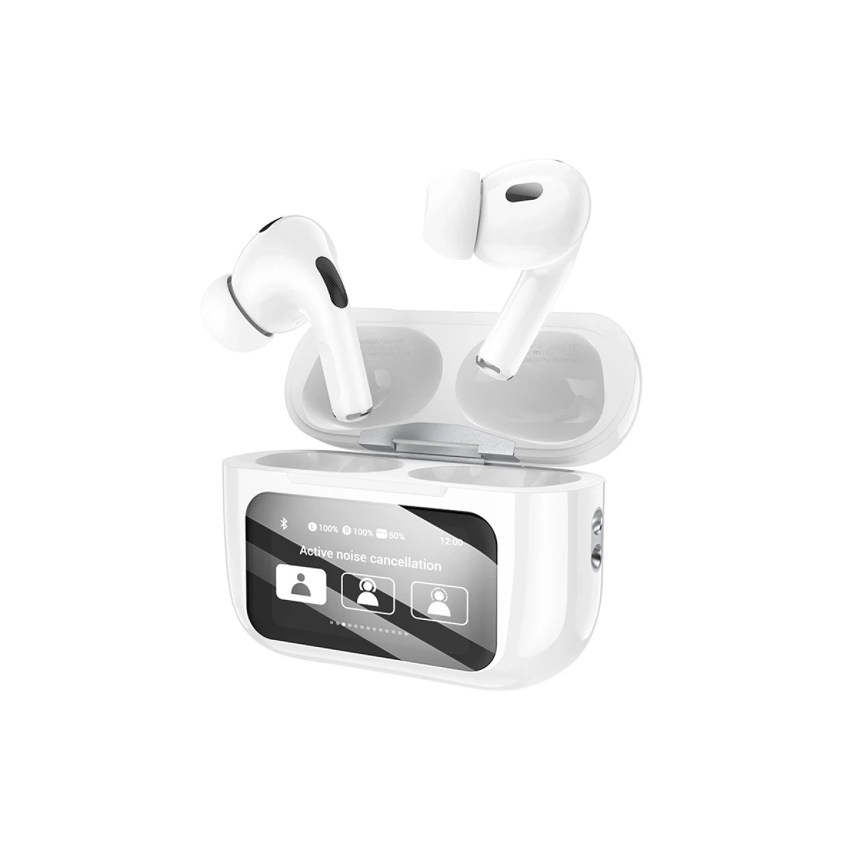 Hoco. EW72 BT 5.4 Aktif Gürültü Engelleyici Özellikli Dijital Dokunmatik Ekranlı Airpods Bluetooth Kulaklık - Beyaz