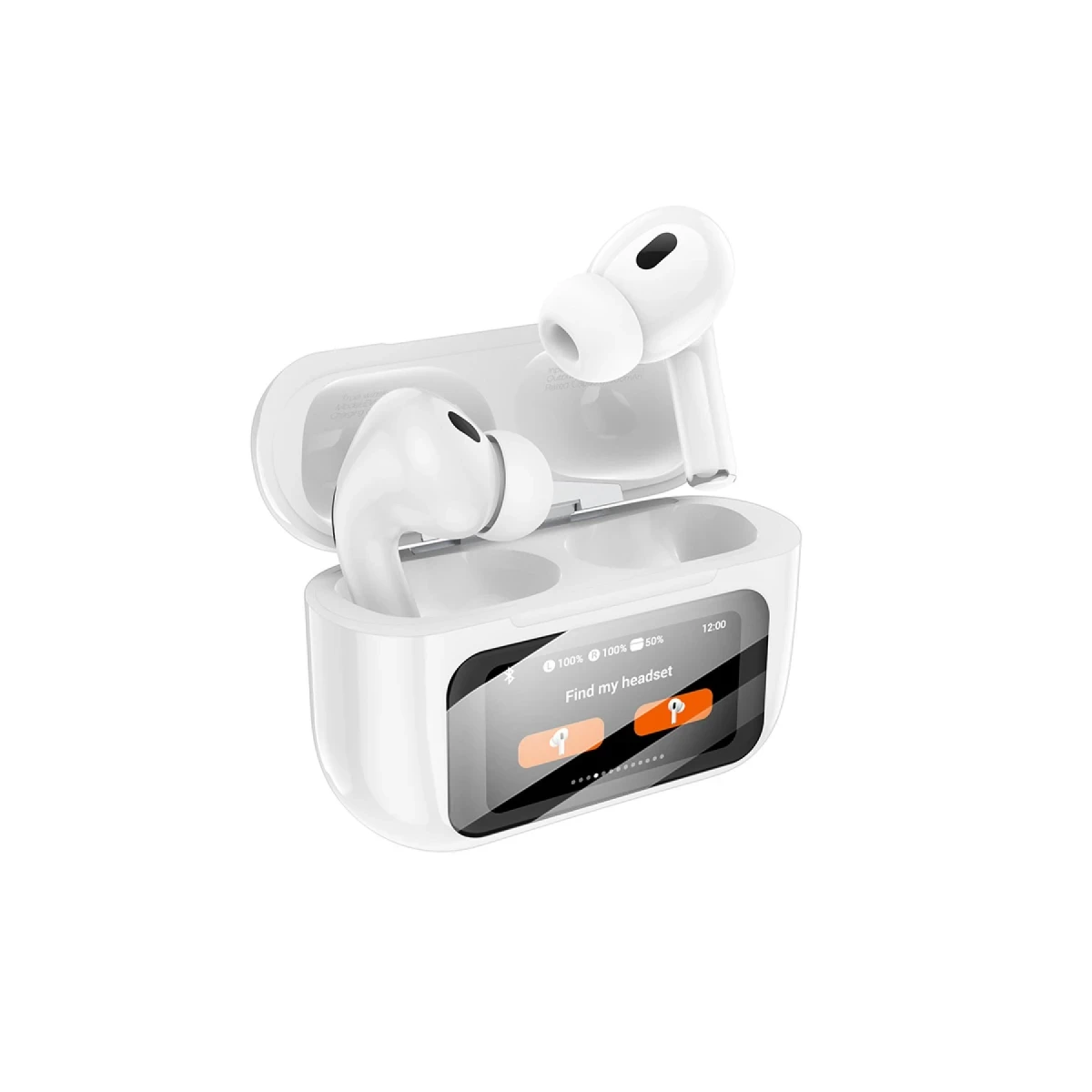 Hoco. EW72 BT 5.4 Aktif Gürültü Engelleyici Özellikli Dijital Dokunmatik Ekranlı Airpods Bluetooth Kulaklık - Beyaz