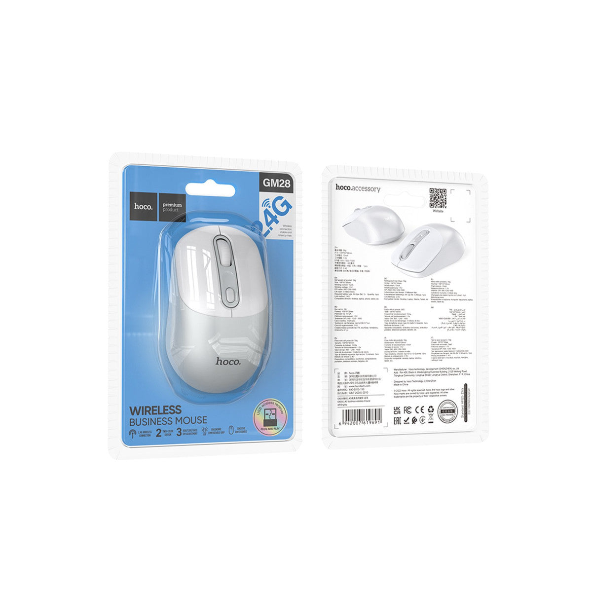Hoco. GM28 2.4G Business Kablosuz Mouse - Beyaz-Gri