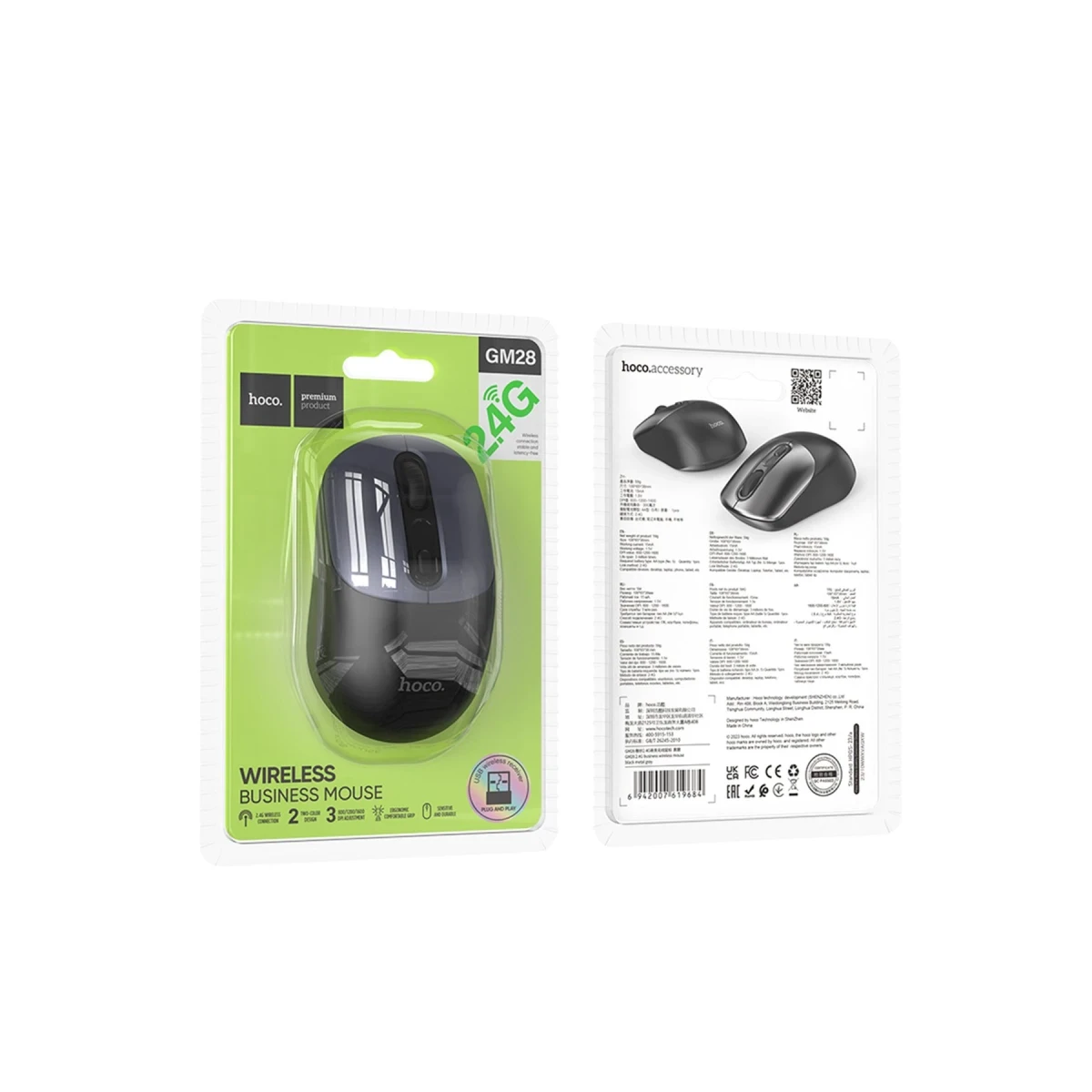 Hoco. GM28 2.4G Business Kablosuz Mouse - Siyah-Gri