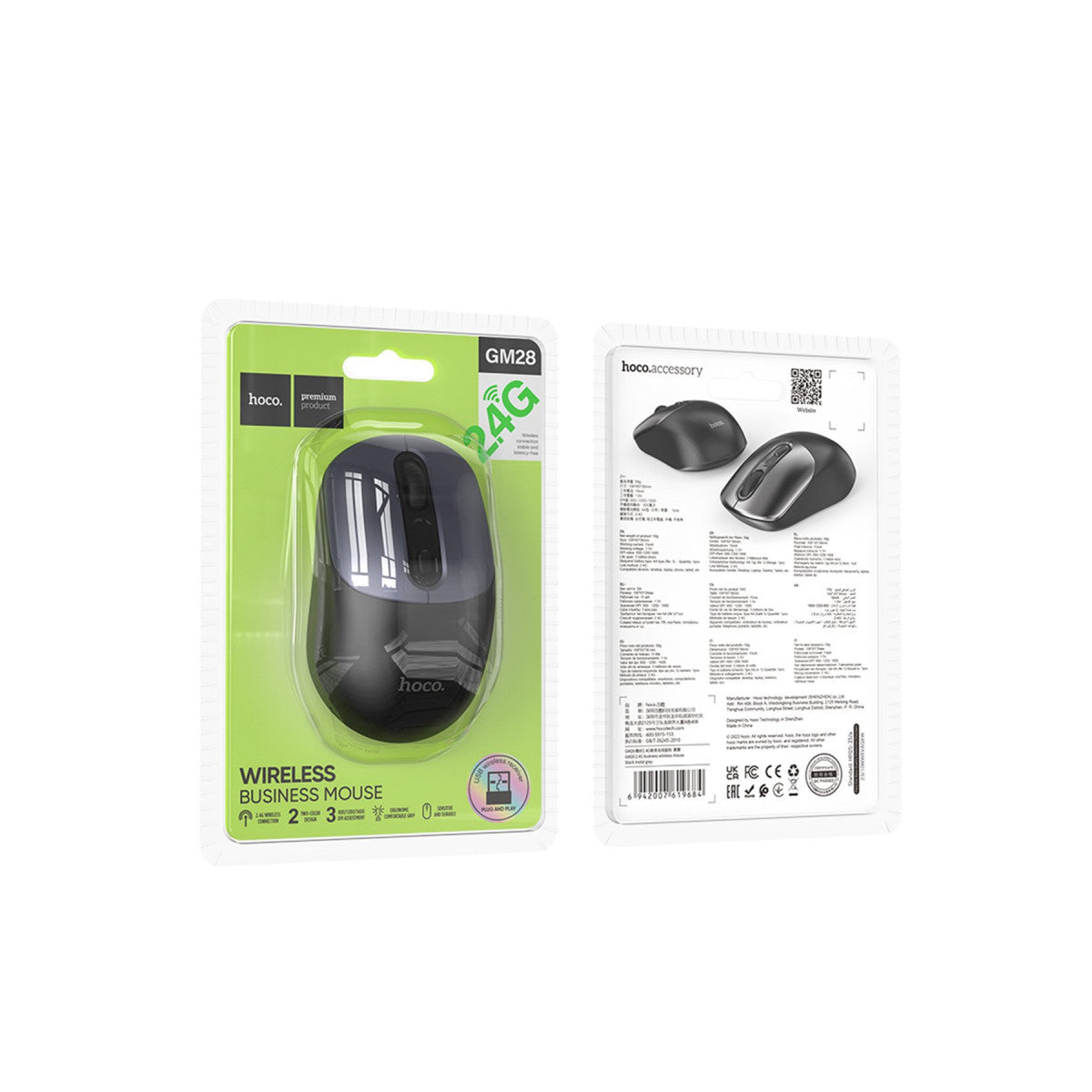 Hoco. GM28 2.4G Business Kablosuz Mouse - Beyaz-Gri