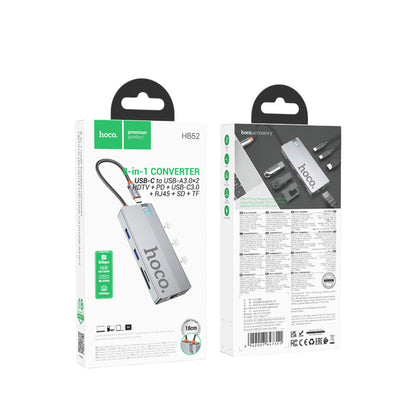 Hoco. HB52 Wow 8in1 100W PD 100 Mbps Ethernet 4K Hub Dönüştürücü