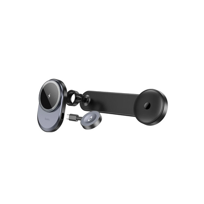 Hoco. HW28 Excelso Yapışkanlı 15W Kablosuz Şarj ve 2.5W Kablosuz Saat Şarj Destekli Magsafe Araç Tutucu - Siyah