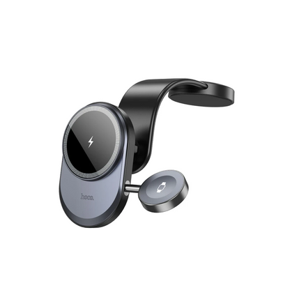 Hoco. HW28 Excelso Yapışkanlı 15W Kablosuz Şarj ve 2.5W Kablosuz Saat Şarj Destekli Magsafe Araç Tutucu - Siyah