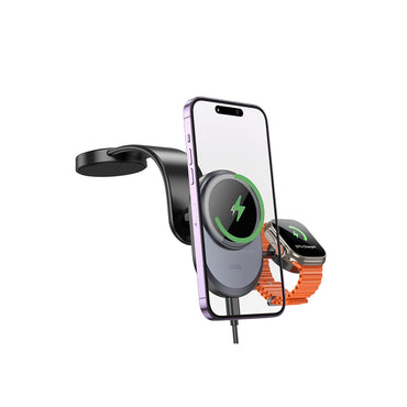 Hoco. HW28 Excelso Yapışkanlı 15W Kablosuz Şarj ve 2.5W Kablosuz Saat Şarj Destekli Magsafe Araç Tutucu