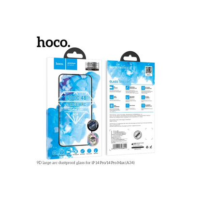 Hoco. Apple iPhone 14 Pro 9D Dustproof Cam Ekran Koruyucu - Siyah