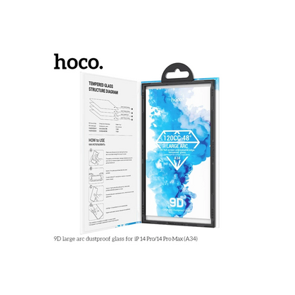 Hoco. Apple iPhone 14 Pro 9D Dustproof Cam Ekran Koruyucu - Siyah