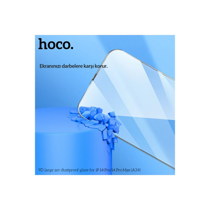 Hoco. Apple iPhone 14 Pro 9D Dustproof Cam Ekran Koruyucu - Siyah