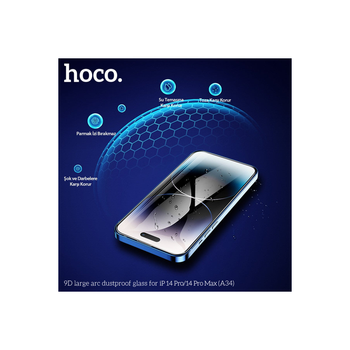 Hoco. Apple iPhone 14 Pro 9D Dustproof Cam Ekran Koruyucu