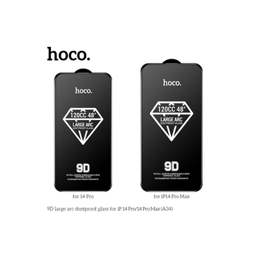 Hoco. Apple iPhone 14 Pro Max 9D Dustproof Cam Ekran Koruyucu - Siyah