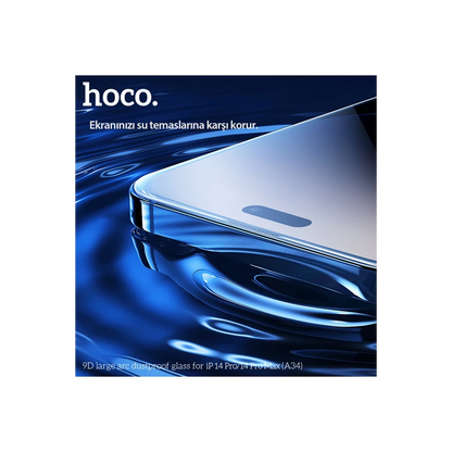 Hoco. Apple iPhone 14 Pro Max 9D Dustproof Cam Ekran Koruyucu - Siyah