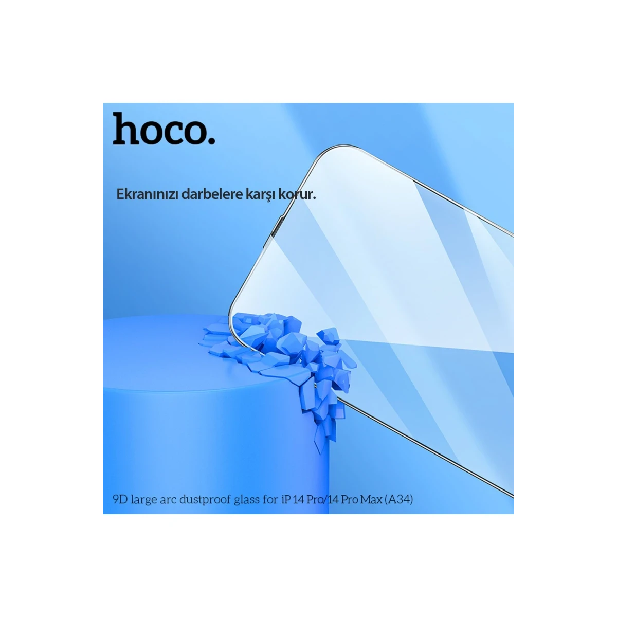 Hoco. Apple iPhone 14 Pro Max 9D Dustproof Cam Ekran Koruyucu - Siyah