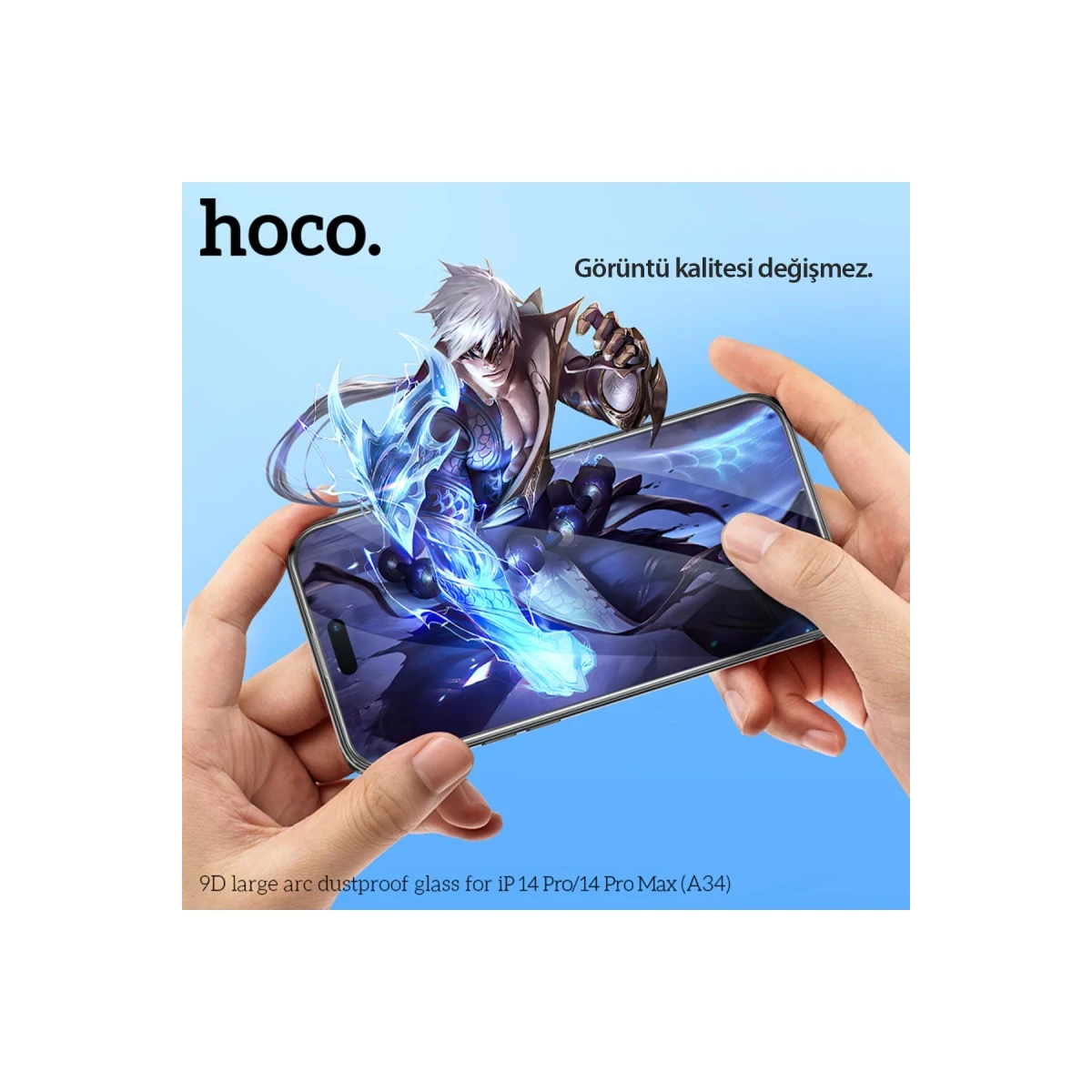 Hoco. Apple iPhone 14 Pro Max 9D Dustproof Cam Ekran Koruyucu - Siyah