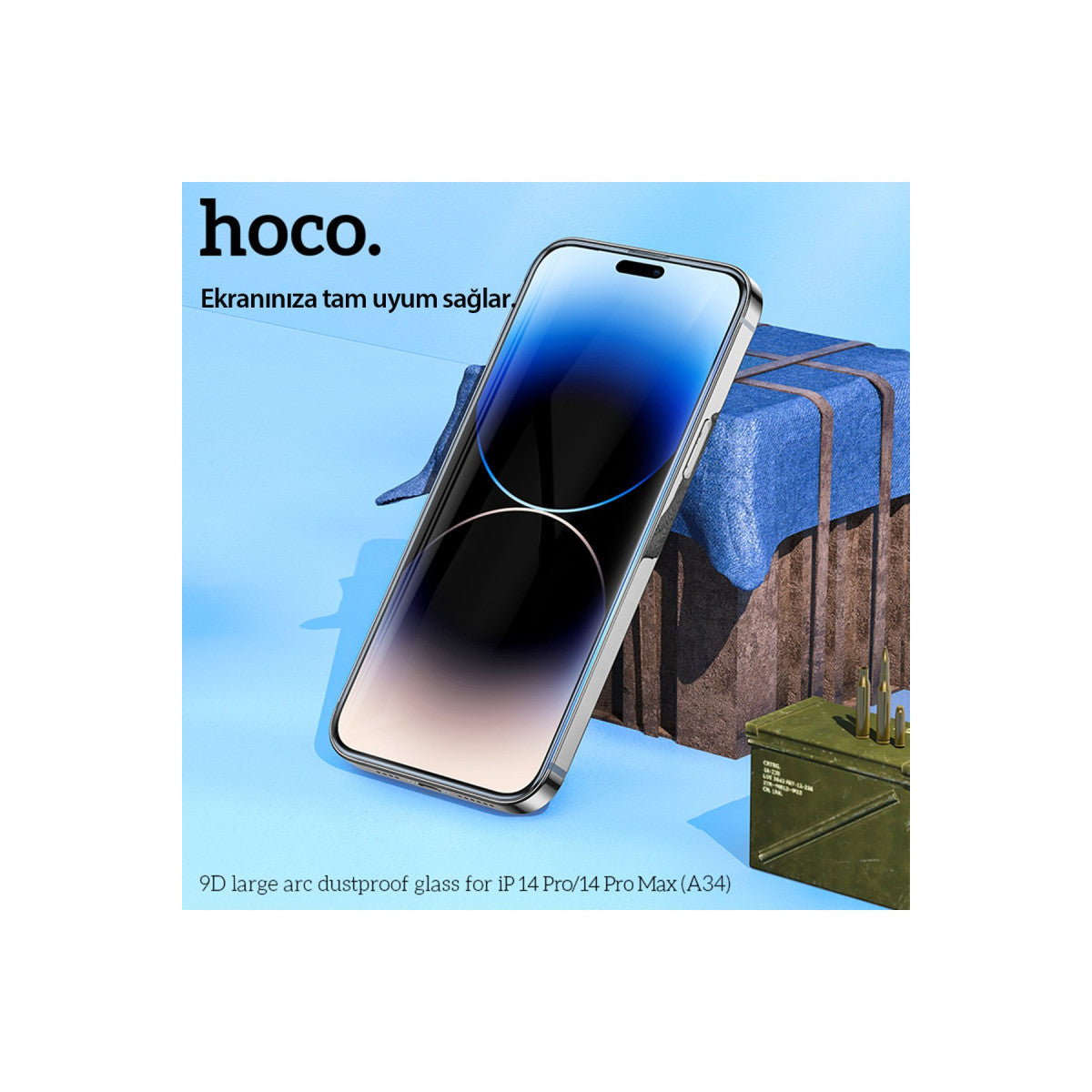 Hoco. Apple iPhone 14 Pro Max 9D Dustproof Cam Ekran Koruyucu