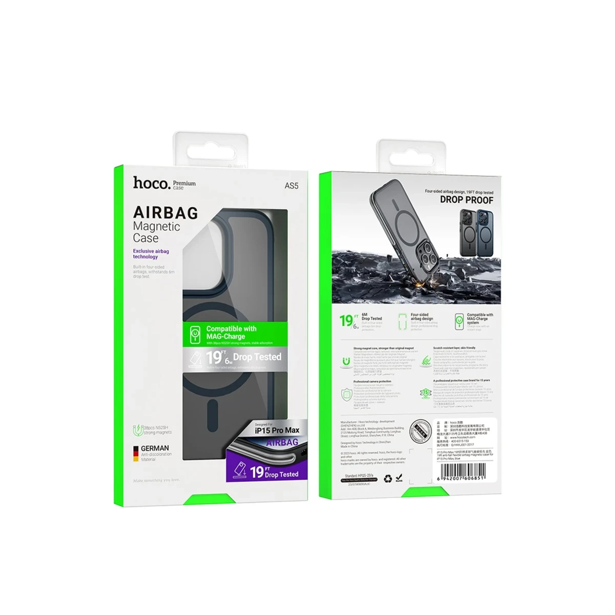 Hoco. Apple iPhone 15 Pro Anti Fall Airbag Magsafe Kapak - Lacivert