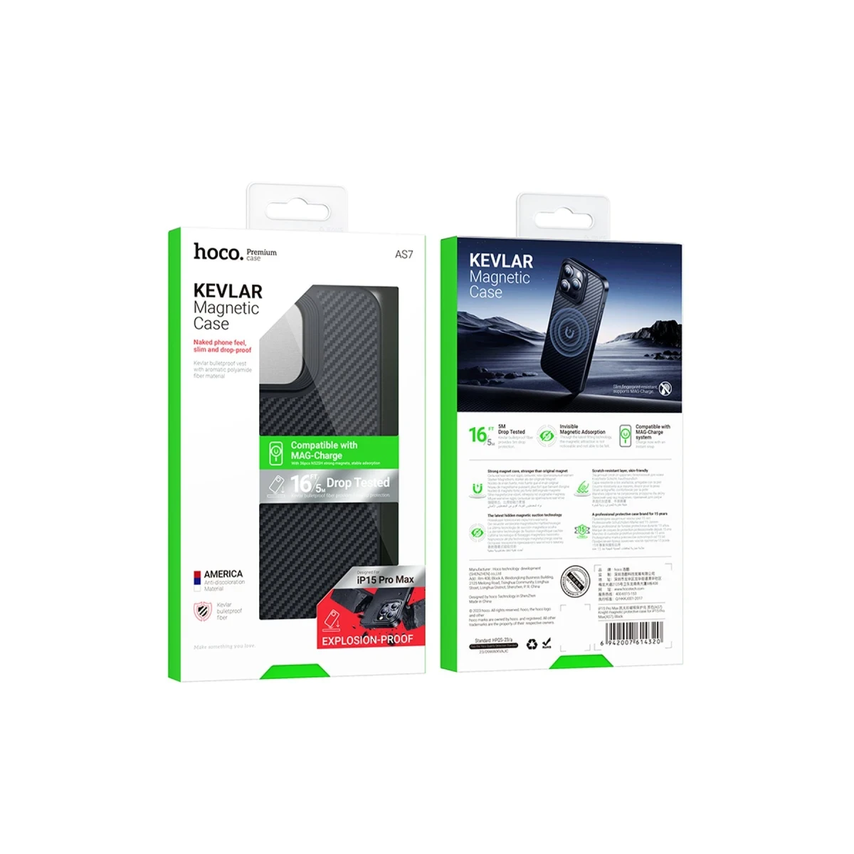 Hoco. Apple iPhone 15 Pro Knight Kevlar Magsafe Kapak - Siyah