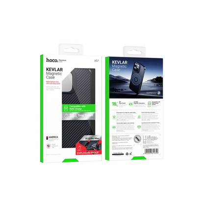 Hoco. Apple iPhone 15 Pro Knight Kevlar Magsafe Kapak - Siyah