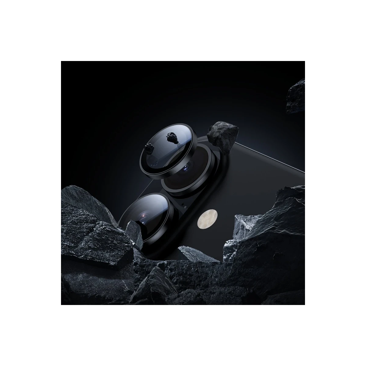 Hoco. Apple iPhone 16 3D Metal Frame Kamera Lens - Siyah