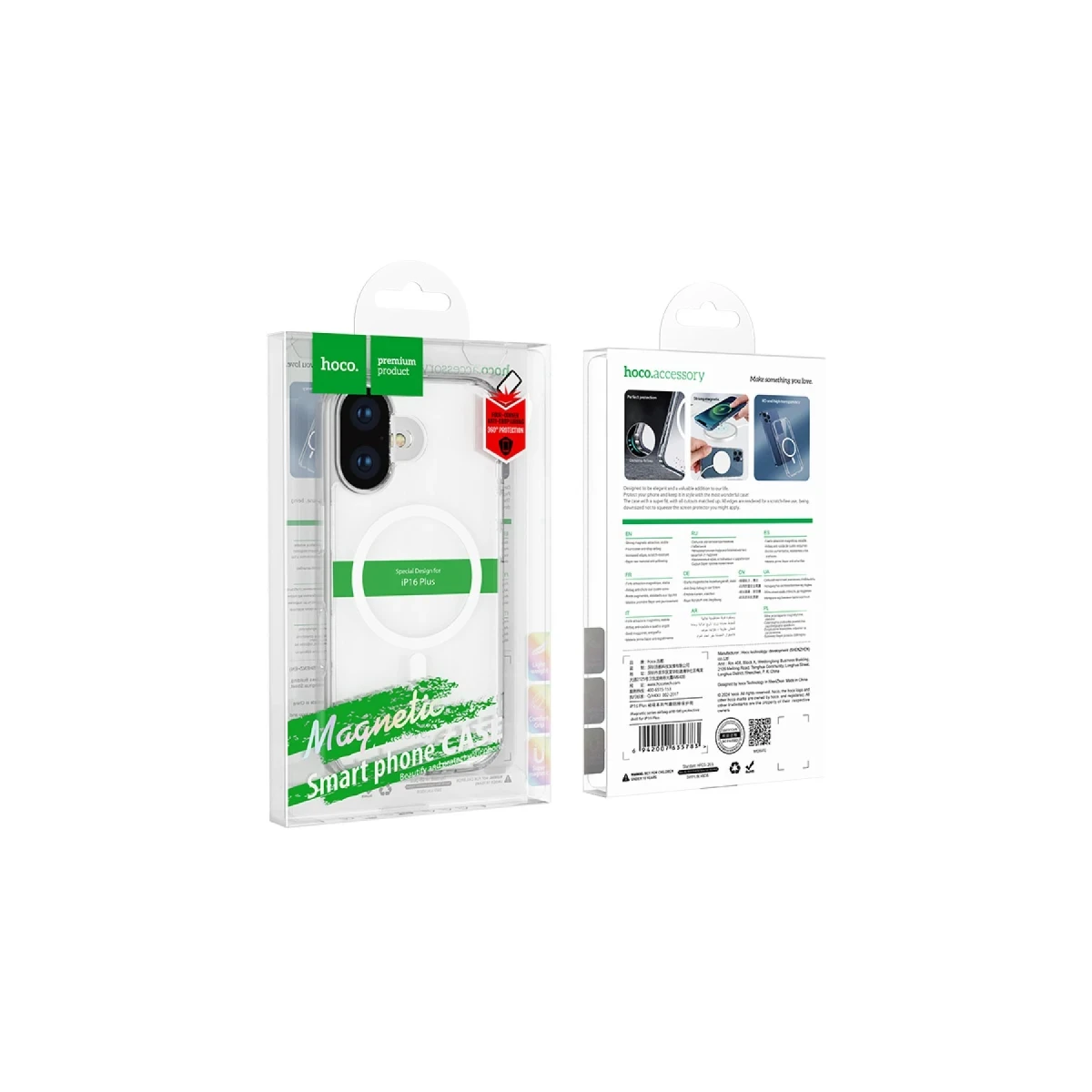 Hoco. Apple iPhone 16 Anti Fall Airbag Magsafe Kapak - Şeffaf