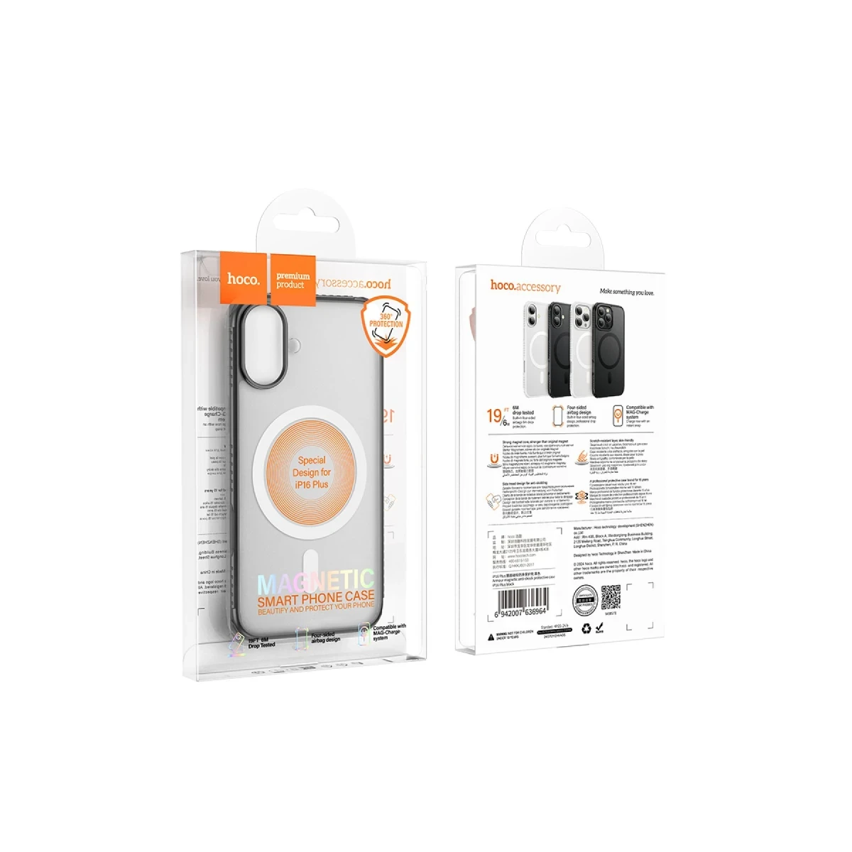 Hoco. Apple iPhone 16 Armour Antishock Protective Magsafe Kapak - Beyaz