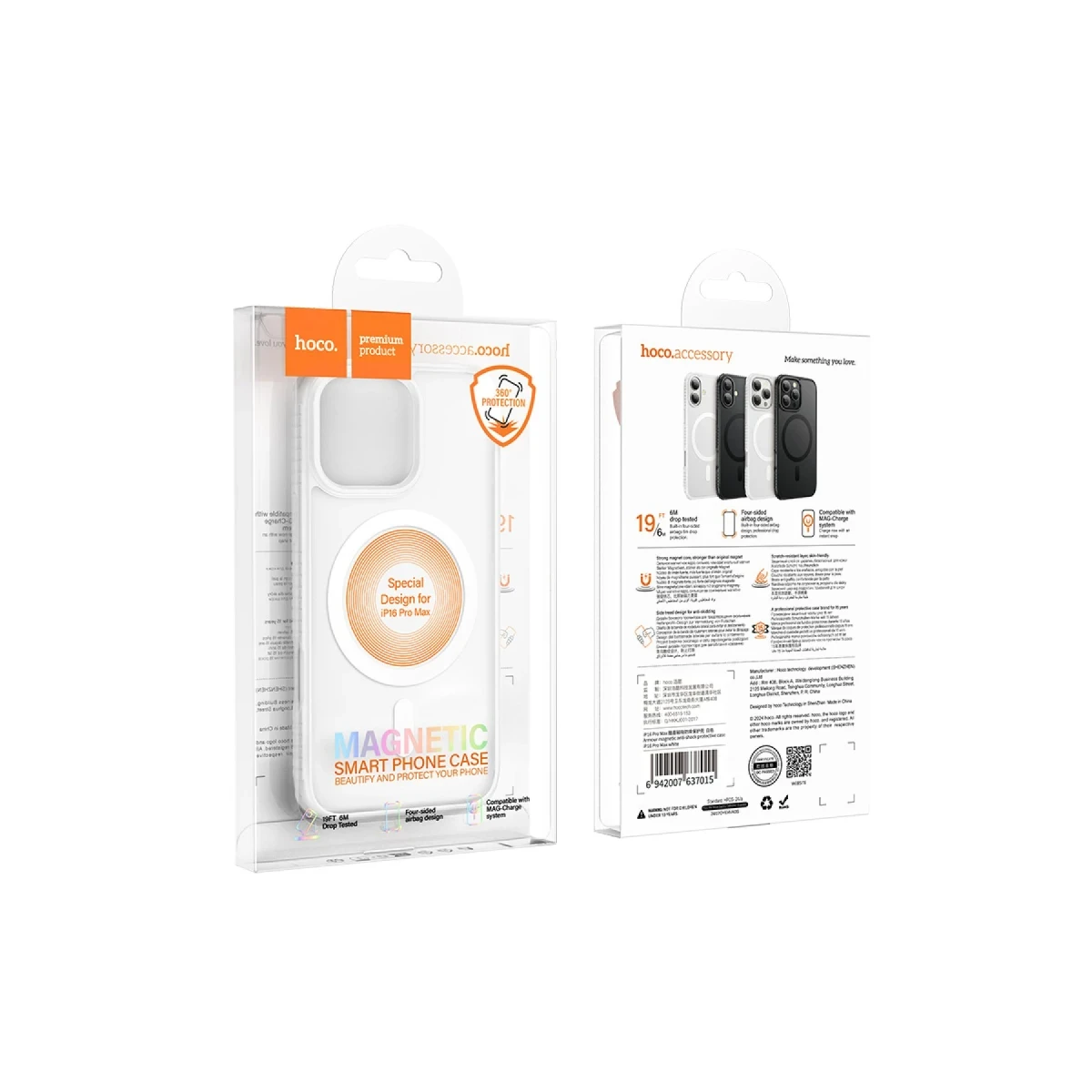 Hoco. Apple iPhone 16 Pro Armour Antishock Protective Magsafe Kapak - Beyaz
