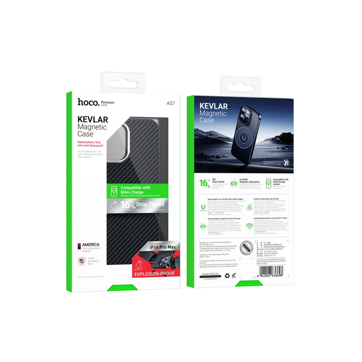 Hoco. Apple iPhone 16 Pro Knight Kevlar Magsafe Kapak - Siyah