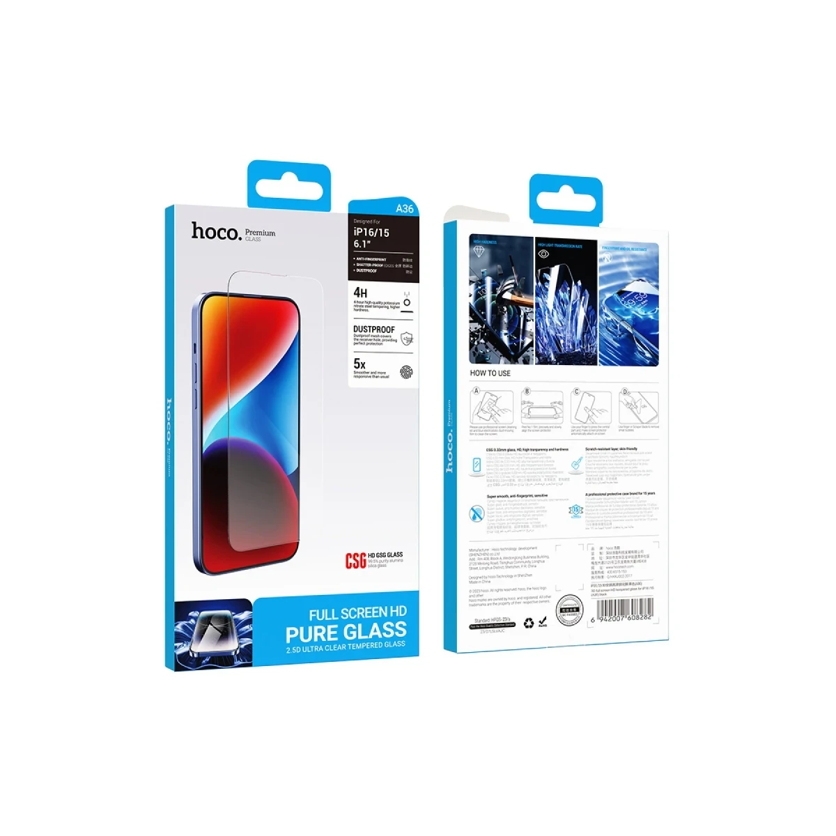 Hoco. Apple iPhone 16 Pro Max 3D Full Screen HD Cam Ekran Koruyucu - Siyah