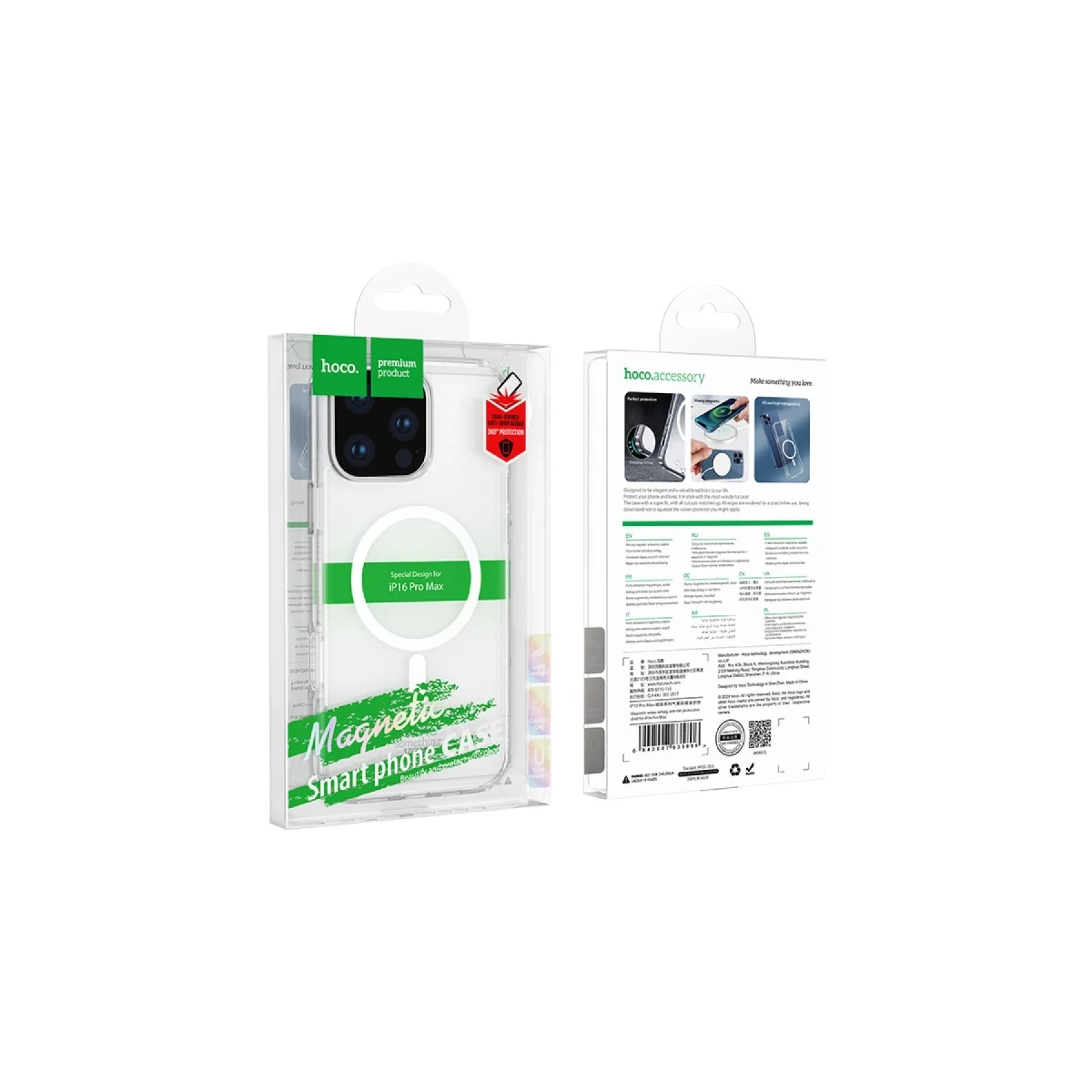 Hoco. Apple iPhone 16 Pro Max Anti Fall Airbag Magsafe Kapak - Şeffaf
