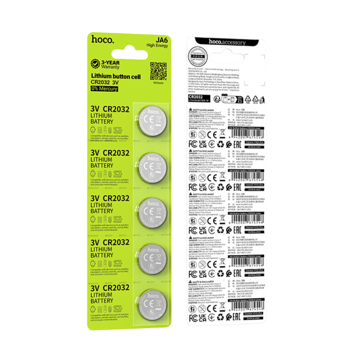 Hoco. JA6 CR2032 3V Düğme Pil 5’li Paket