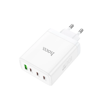 Hoco. N31 Leader PD 100W 3 Adet Type-C 1 Adet USB Şarj Aleti - Beyaz