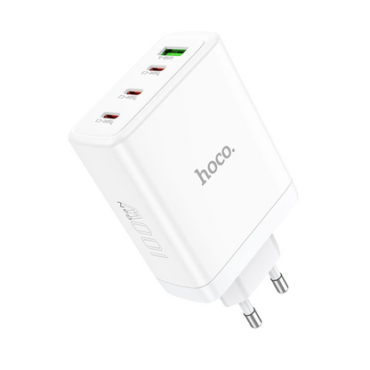 Hoco. N31 Leader PD 100W 3 Adet Type-C 1 Adet USB Şarj Aleti - Beyaz