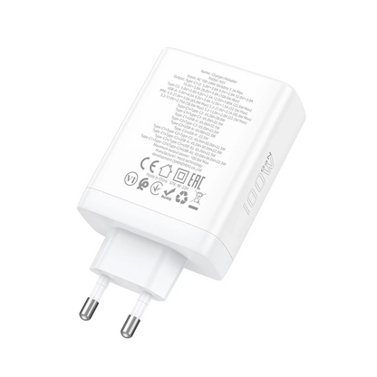 Hoco. N31 Leader PD 100W 3 Adet Type-C 1 Adet USB Şarj Aleti - Beyaz