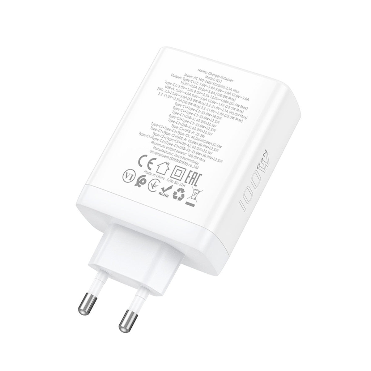 Hoco. N31 Leader PD 100W 3 Adet Type-C 1 Adet USB Şarj Aleti