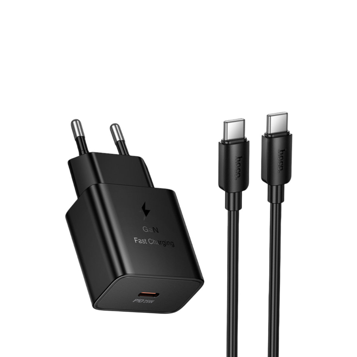 Hoco. N76 Star 25W Type-C Çıkışlı Ekstra Type-C to Type-C Kablolu PD Hızlı Şarj Aleti – Siyah