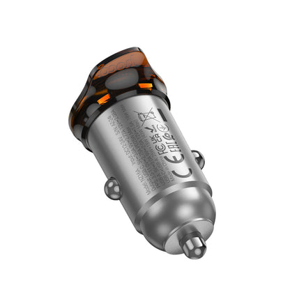 Hoco. NZ16A Rigorous 43W Type-C ve USB-A Çıkışlı Çift Port Araç İçi PD Hızlı Şarj Cihazı – Gri
