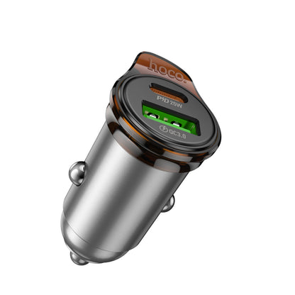 Hoco. NZ16A Rigorous 43W Type-C ve USB-A Çıkışlı Çift Port Araç İçi PD Hızlı Şarj Cihazı – Gri