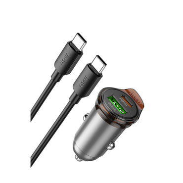 Hoco. NZ16A Rigorous 43W Type-C ve USB-A Çıkışlı Ekstra Type-C to Type-C Kablolu PD Hızlı Şarj Araç Cihazı