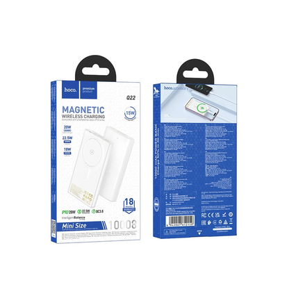Hoco. Q22 Taurus 22.5W PD 20W Magsafe Dijital Ekranlı Powerbank - Beyaz