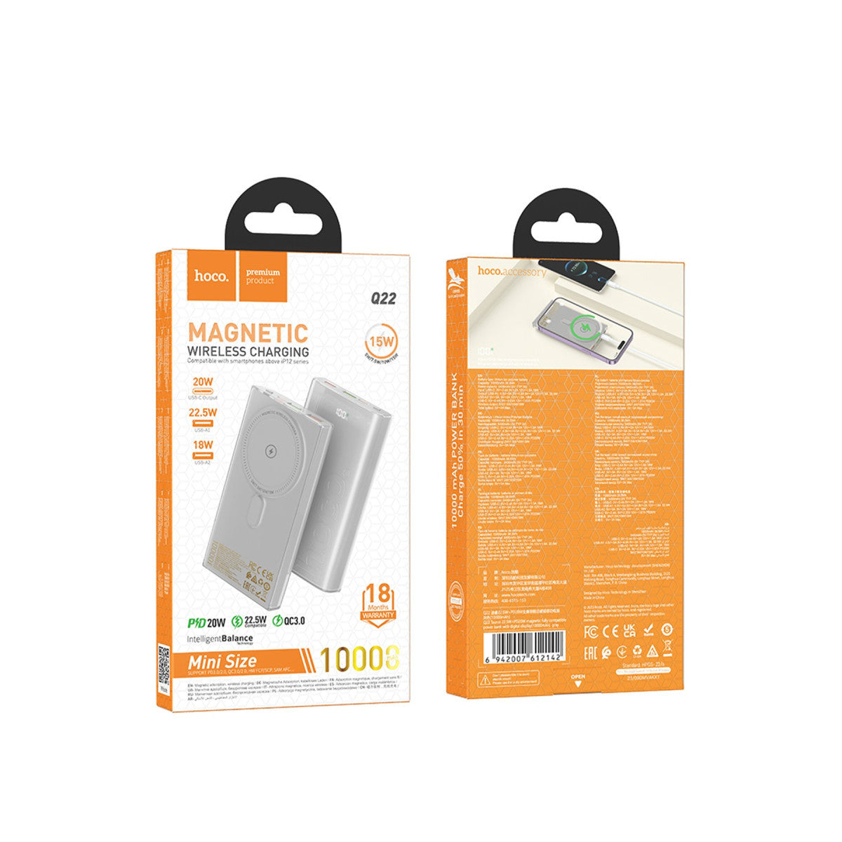 Hoco. Q22 Taurus 22.5W PD 20W Magsafe Dijital Ekranlı Powerbank