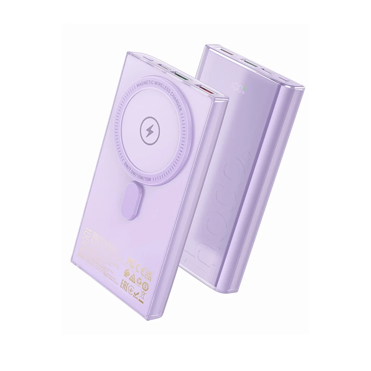 Hoco. Q22 Taurus 22.5W PD 20W Magsafe Dijital Ekranlı Powerbank - Mor